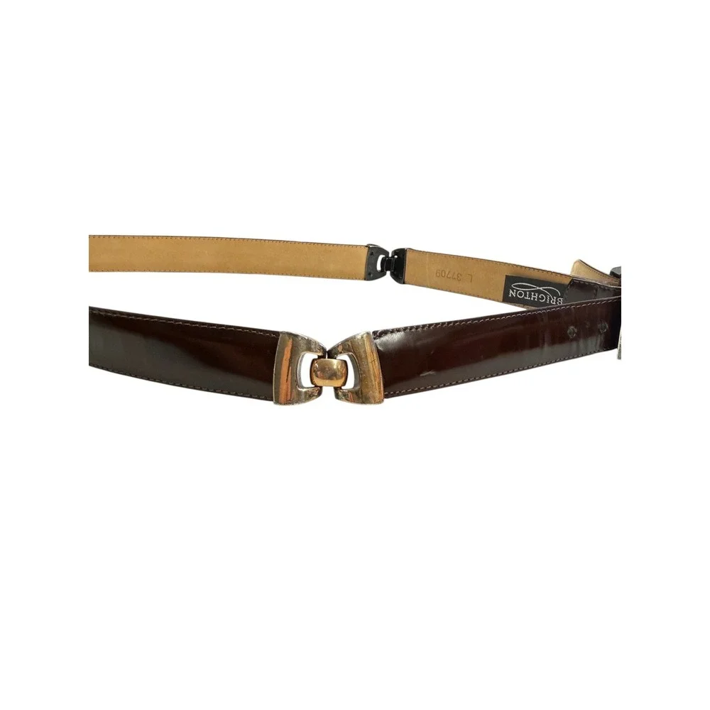 Brighton Womens Belt Brown Leather Silver‎ Interlocking Buckle Vintage Large